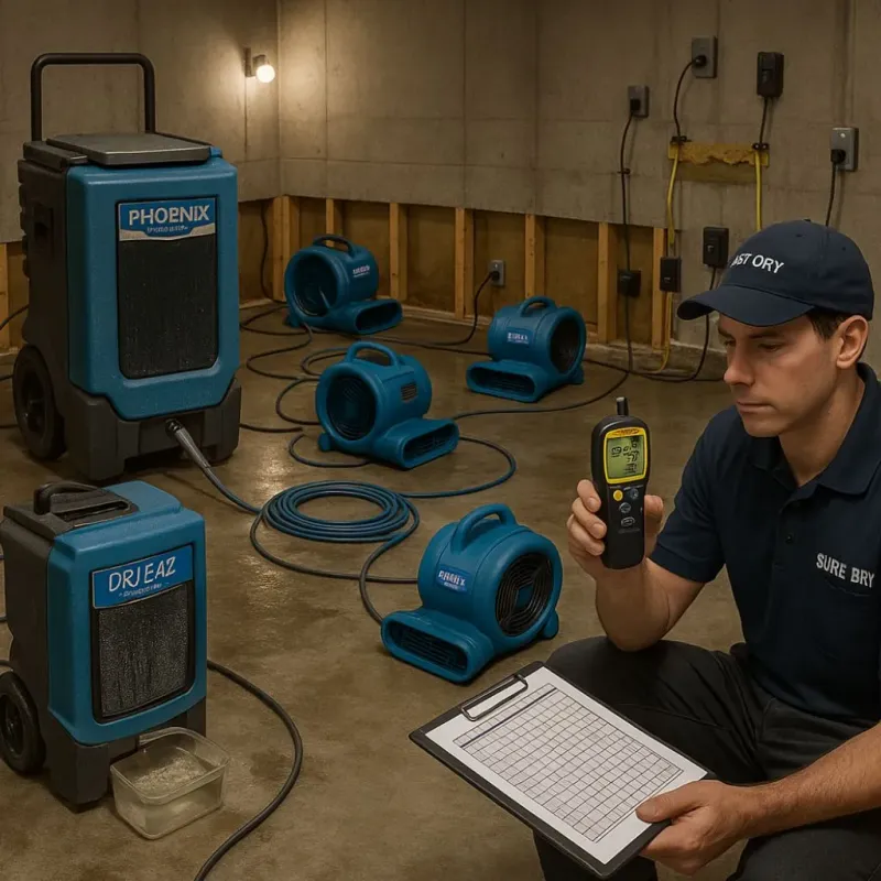 Structural Drying and Dehumidification process in Aquebogue, NY